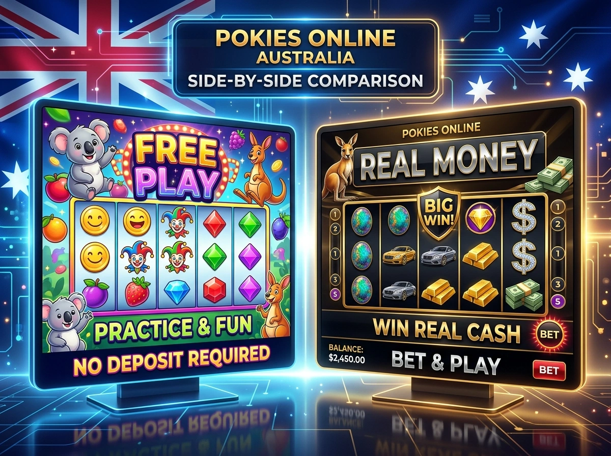 Comparing Free Play and Real Money Online Pokies Australia Options